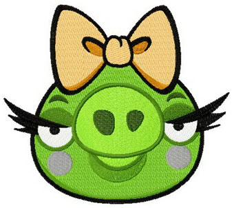 Angry birds glamour pig machine embroidery design