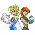 Anna and Elsa winter game embroidery design