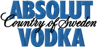 Absolut Vodka logo machine embroidery design