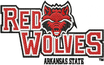 Arkansas Red Wolves logo machine embroidery logo design