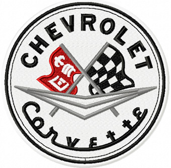 Chevrolet Corvette Racing Flag logo machine embroidery design