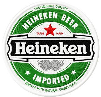 Heineken Beer round logo machine embroidery design
