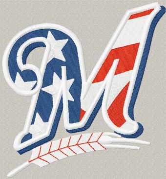 Milwaukee Brewers Flag Logo machine embroidery design