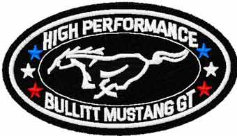 Mustang Bullitt GT logo machine embroidery design