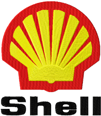 Shell logo machine embroidery design