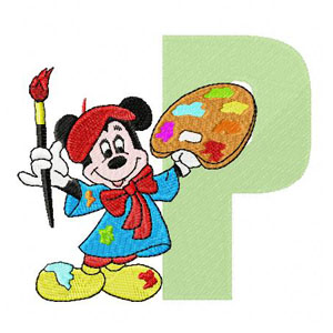 Mickey Mouse P Painter machine embroidery design