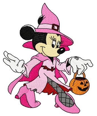 Minnie Mouse witch costume machine embroidery design