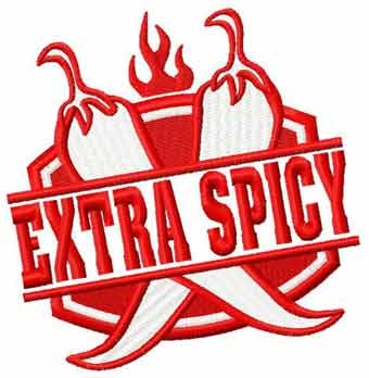 Extra spicy logo embroidery design