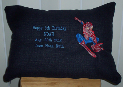 Spiderman embroidered pillow