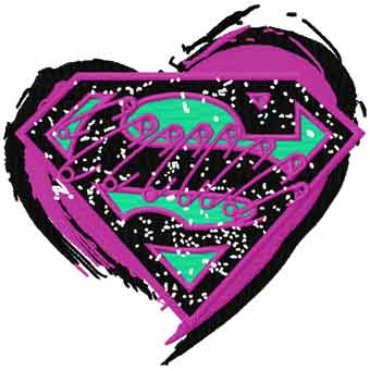 Supergirl's heart machine embroidery design
