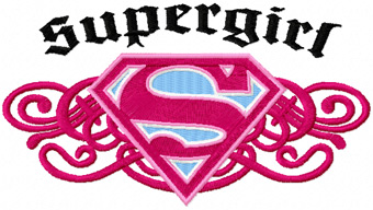 Supergirl vintage logo machine embroidery design