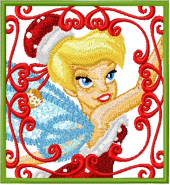 Tinkerbell Christmas machine embroidery design