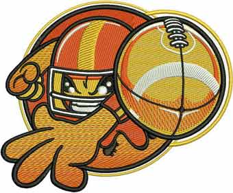 American football player 3 embroidery design