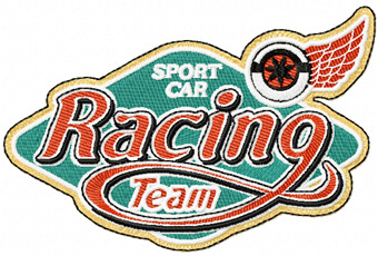 Racing Team Sport car label machine embroidery design