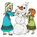 Anna, Elsa and snowman machine embroidery design