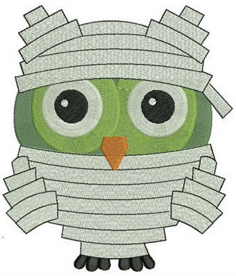 Owl mummy machine embroidery design