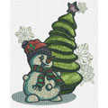 Snowman and Christmas tree machine embroidery design