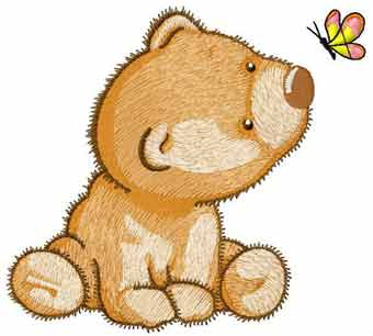 Teddy and butterfly 2 embroidery design