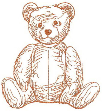 Old teddy 3 machine embroidery design