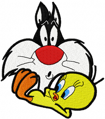 Tweety and Sylvester machine embroidery design