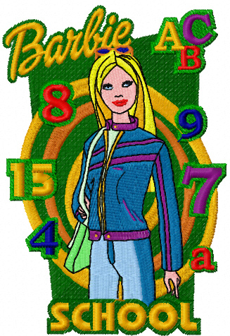 Barbie School Style machine embroidery design