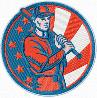 Baseball badge machine embroidery design