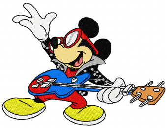 Mickey Mouse rock star machine embroidery design