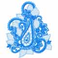 Blue Flower Lace machine embroidery design