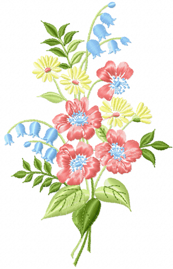 Bouquet free machine embroidery machine embroidery design