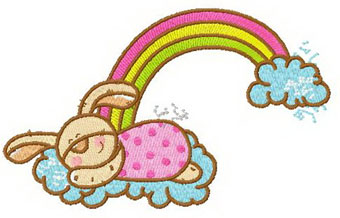 Cute sleep bunny machine embroidery design