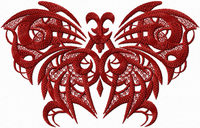 Red Gothic butterfly embroidery design