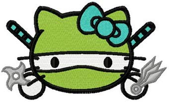 Hello Kitty ninja machine embroidery design