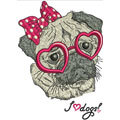 Loving Pug embroidery design