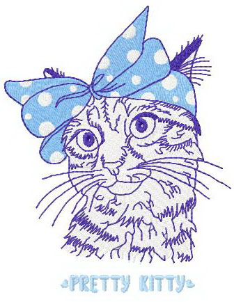 Pretty kitty embroidery design