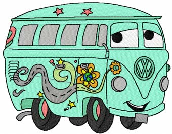 Fillmore volkswagen bus machine embroidery design
