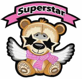 Teddy superstar embroidery design