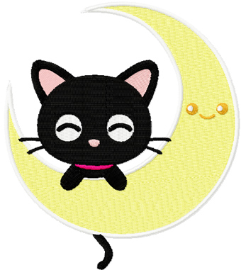 Chococat and moon machine embroidery design