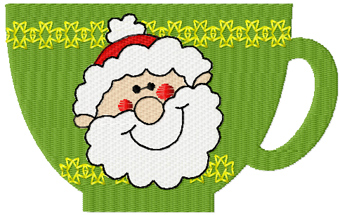 Christmas cup of tea machine embroidery design