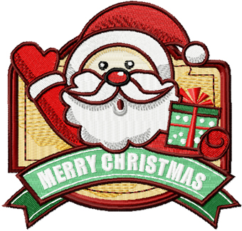Christmas Label Santa machine embroidery design