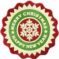 Christmas round label machine embroidery design