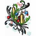 Candles on the Christmas tree machine embroidery design 