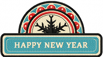 Happy New Year label machine embroidery design