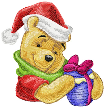 Winnie Pooh with Christmas gift design for christmas blanket and quilt