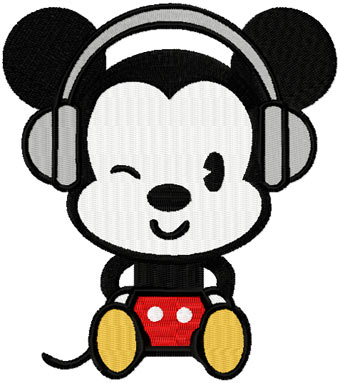 Mickey like Music machine embroidery design