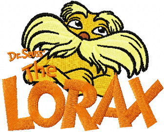 Lorax with logo machine embroidery design