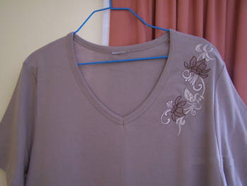 knit top with free flower top embroidery