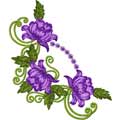 Violet rose corner machine embroidery design
