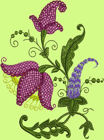 Fantasy flowers machine embroidery design