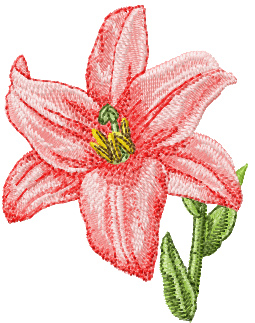 Small red lily machine embroidery design