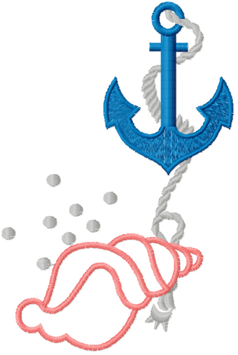 Shell and Anchor free machine embroidery design